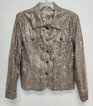 Birch Hill Womens Snake Print Brown Jacket-Size Medium